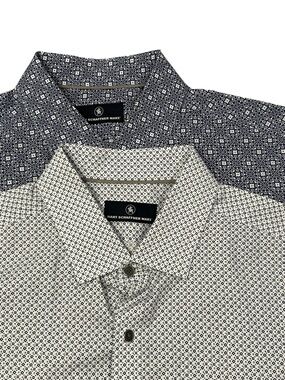 LOT 2 Hart Schaffner Marx Men's Short Sleeve Button-Down Shirts Blue White XL